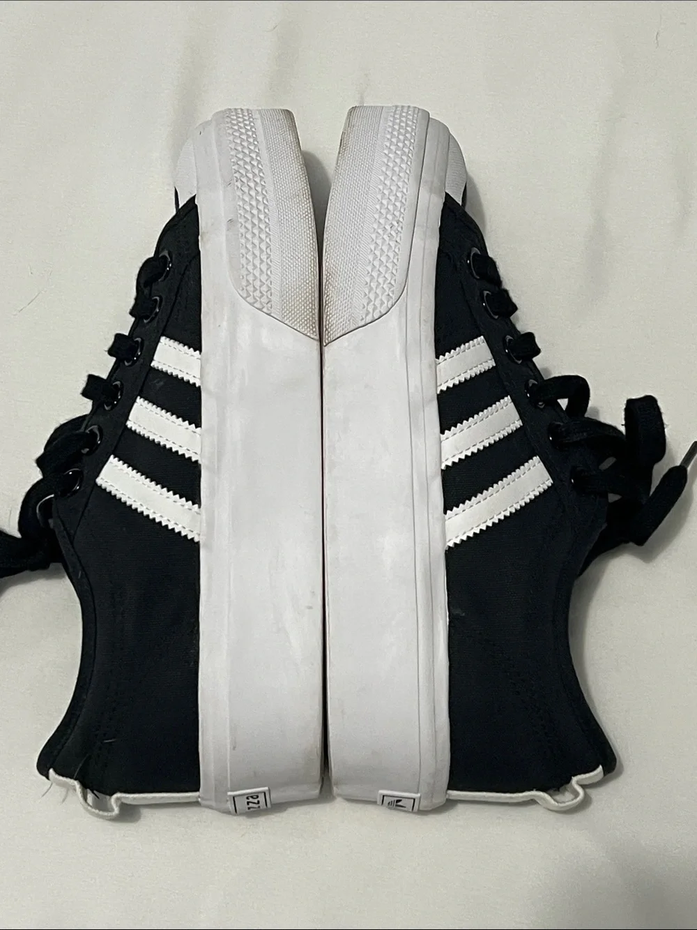 Adidas Originals Black & White Canvas Nizza Platform Sneakers